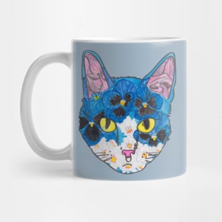 Blue floral kitty Mug